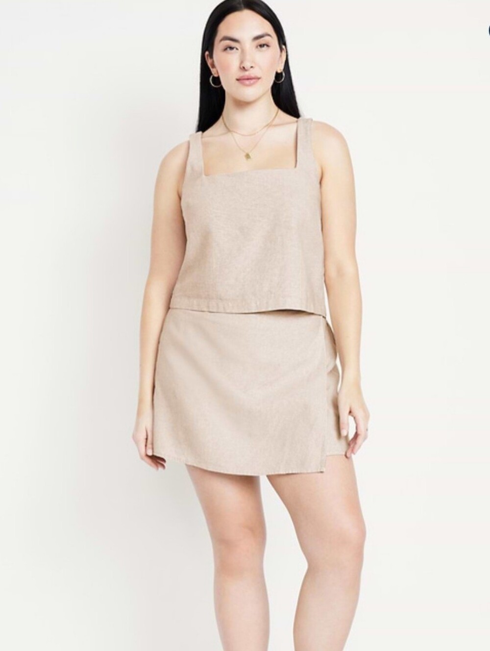 NWT Old Navy Women's  Beige Faux Wrap High-Waisted Linen-Blend Skort Size 4X.